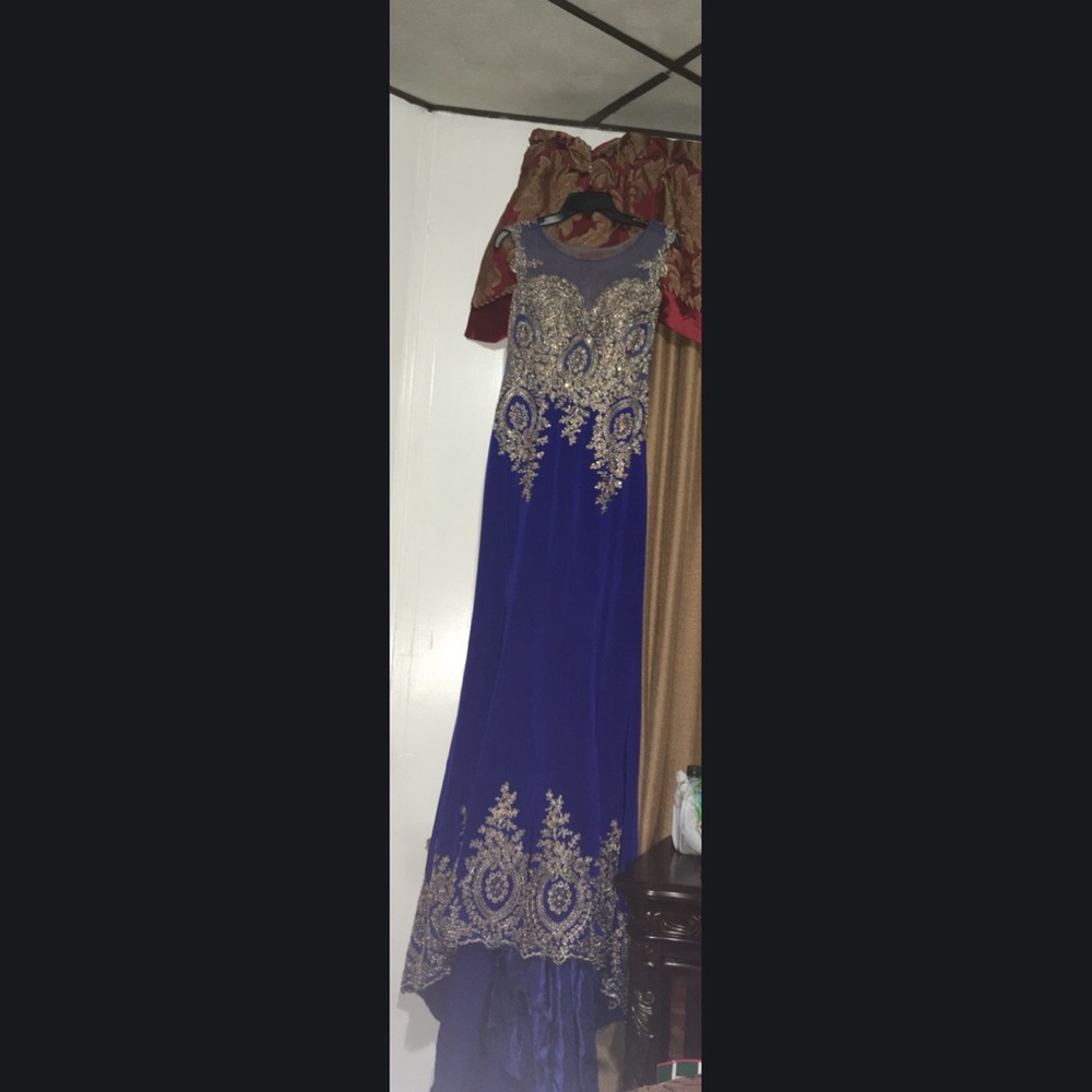 This is my beautiful, blue prom dress.